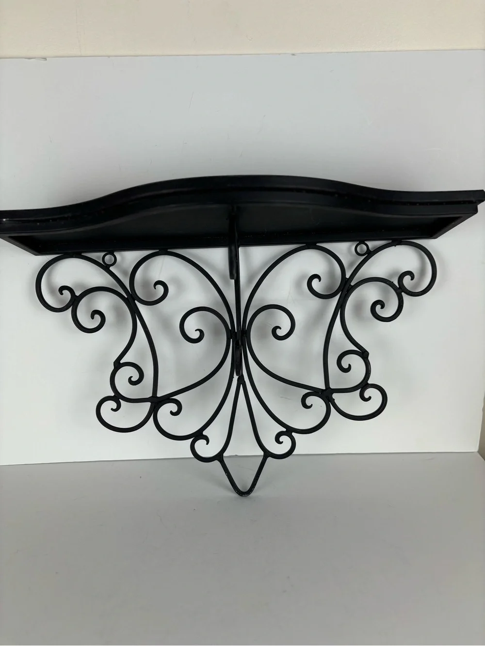 Large Metal Ornate Filigree Wall Shelf/Black Finish
